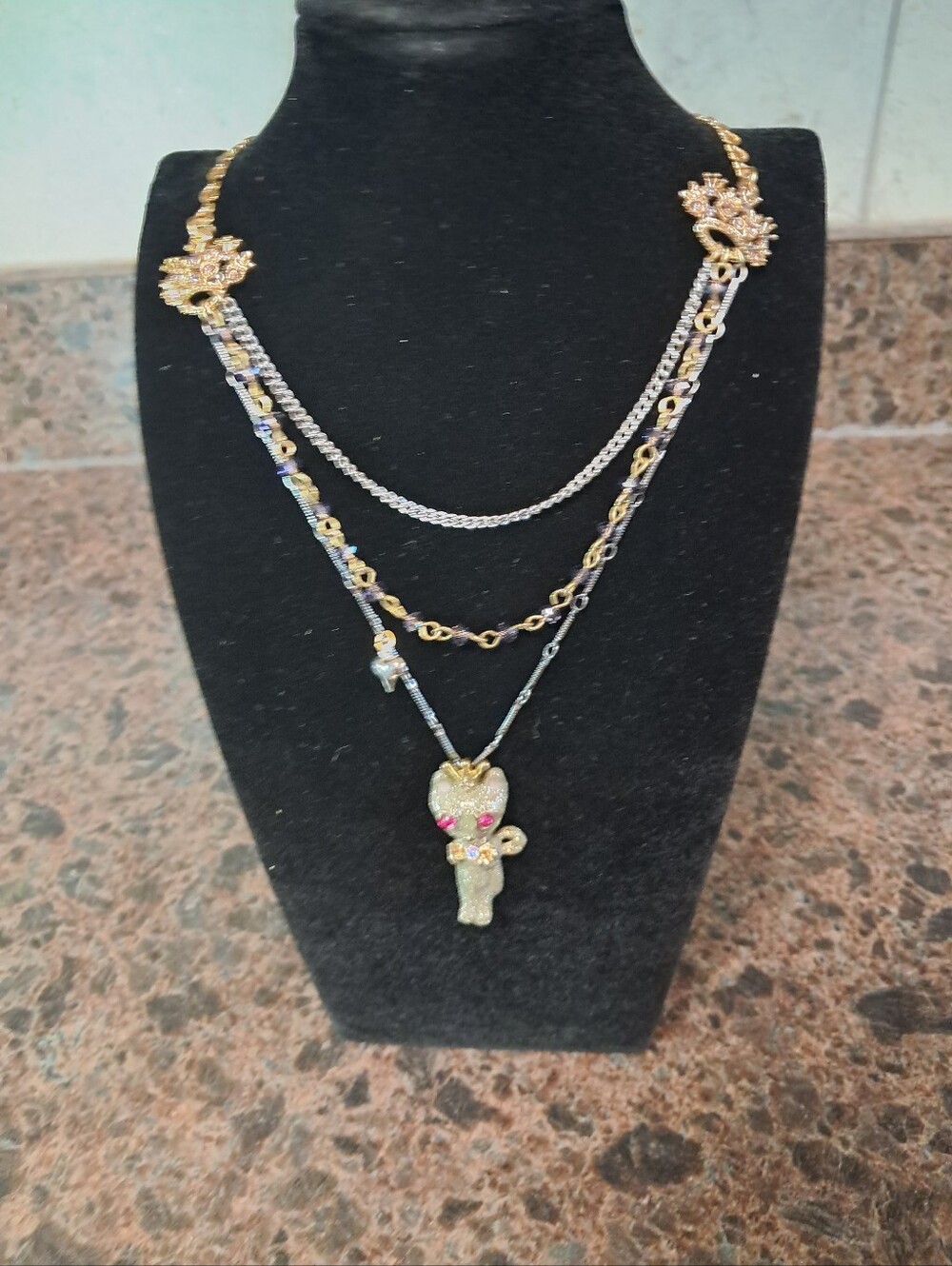 New Betsey Johnson Royal Cat Charm Necklace - Crown